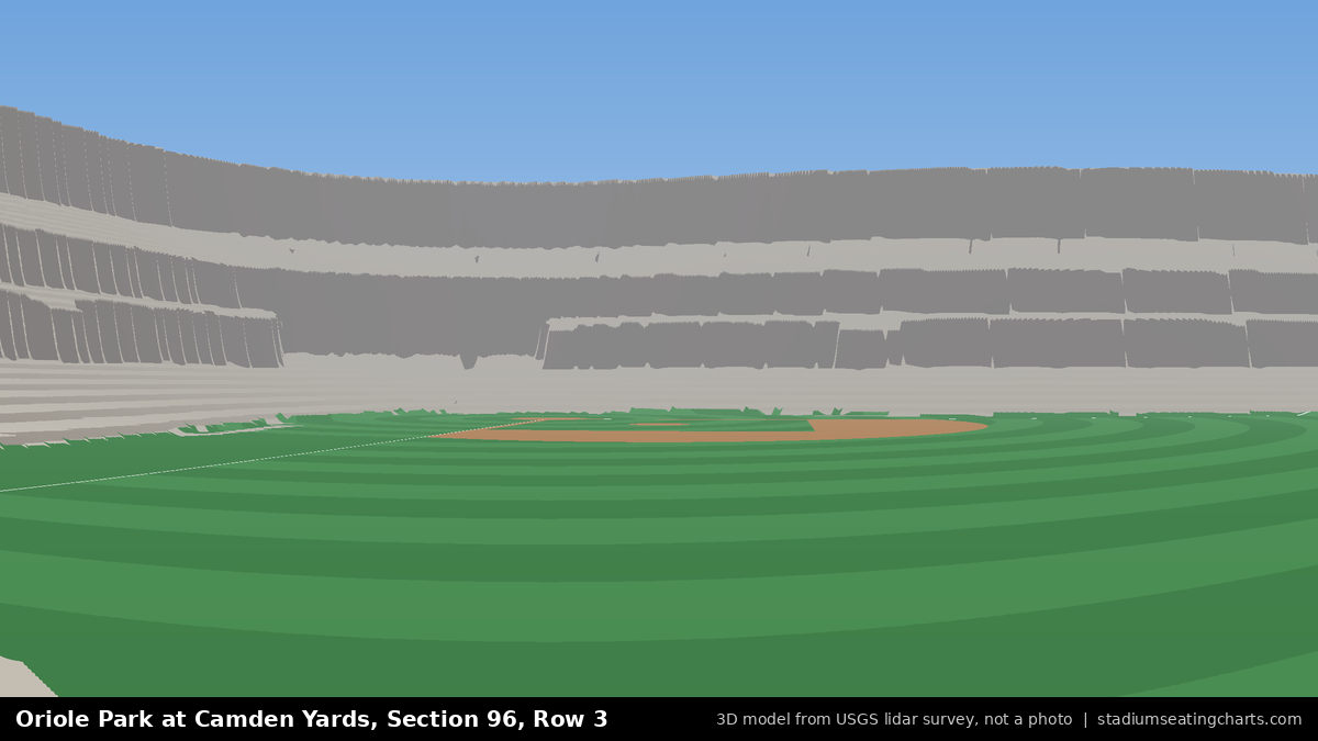 View from Oriole Park at Camden Yards Section 96, Row 3, looking toward the pitcher's mound