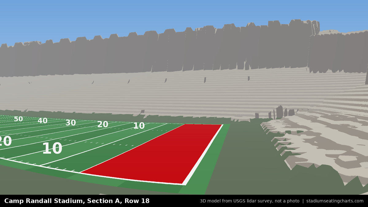View from Camp Randall Stadium Section A, Row 18, looking toward the field