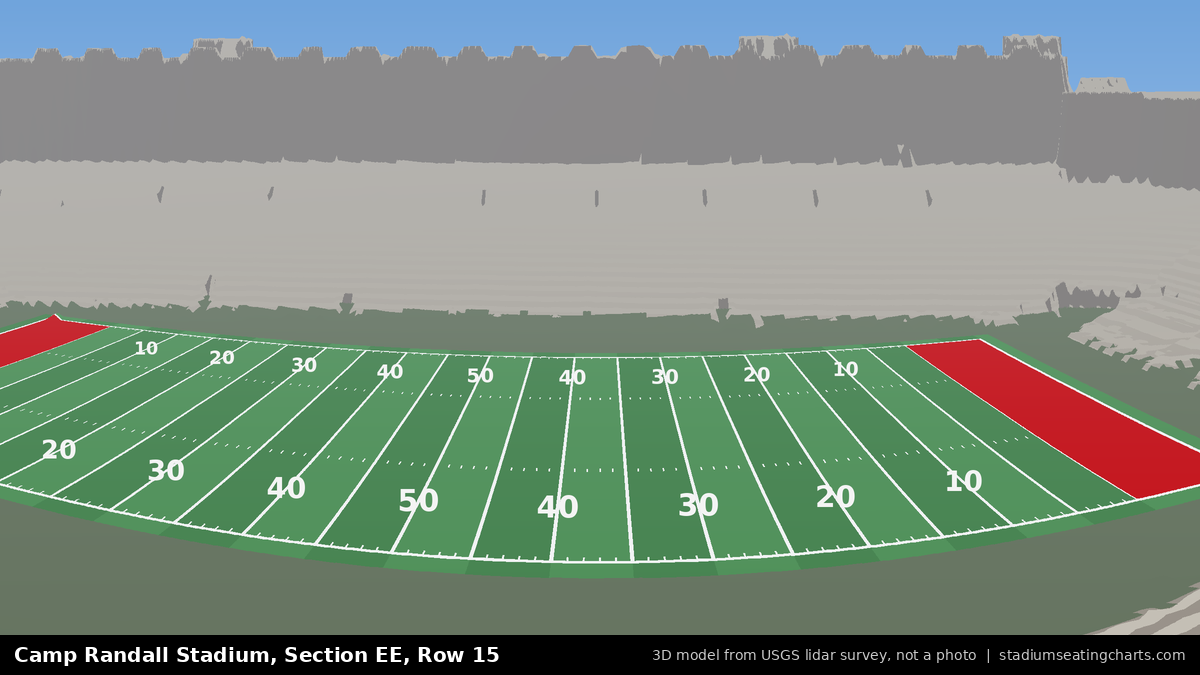 View from Camp Randall Stadium Section EE, Row 15, looking toward the field