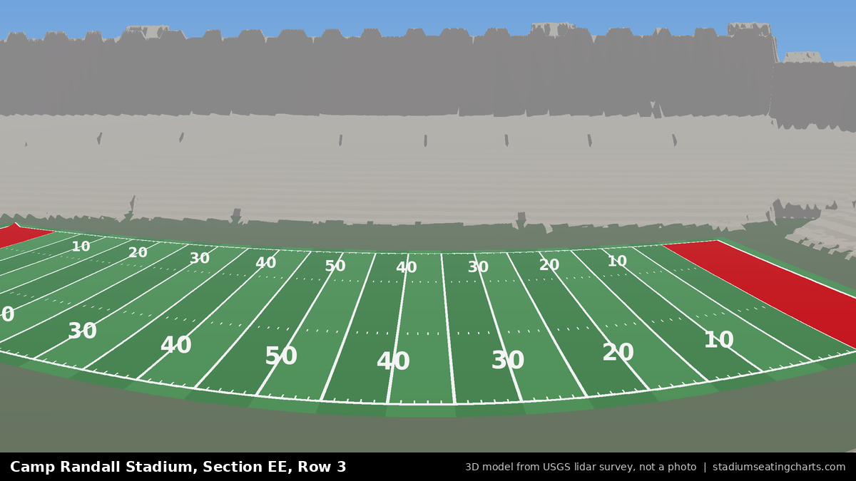 View from Camp Randall Stadium Section EE, Row 3, looking toward the field