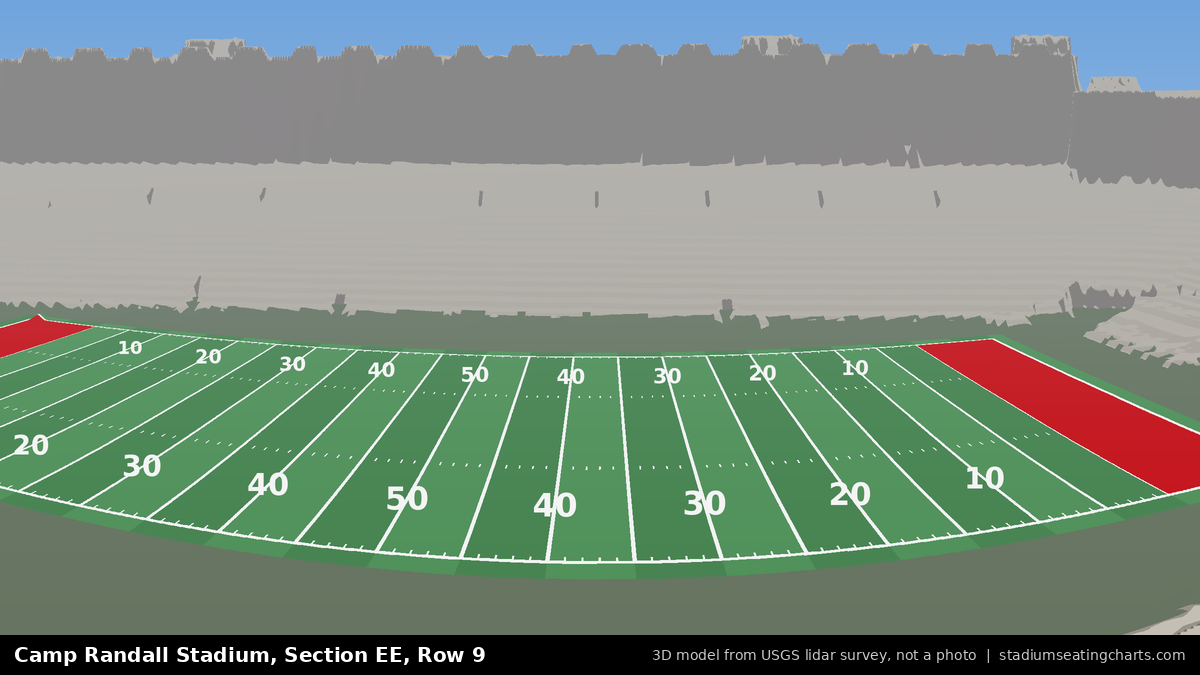 View from Camp Randall Stadium Section EE, Row 9, looking toward the field