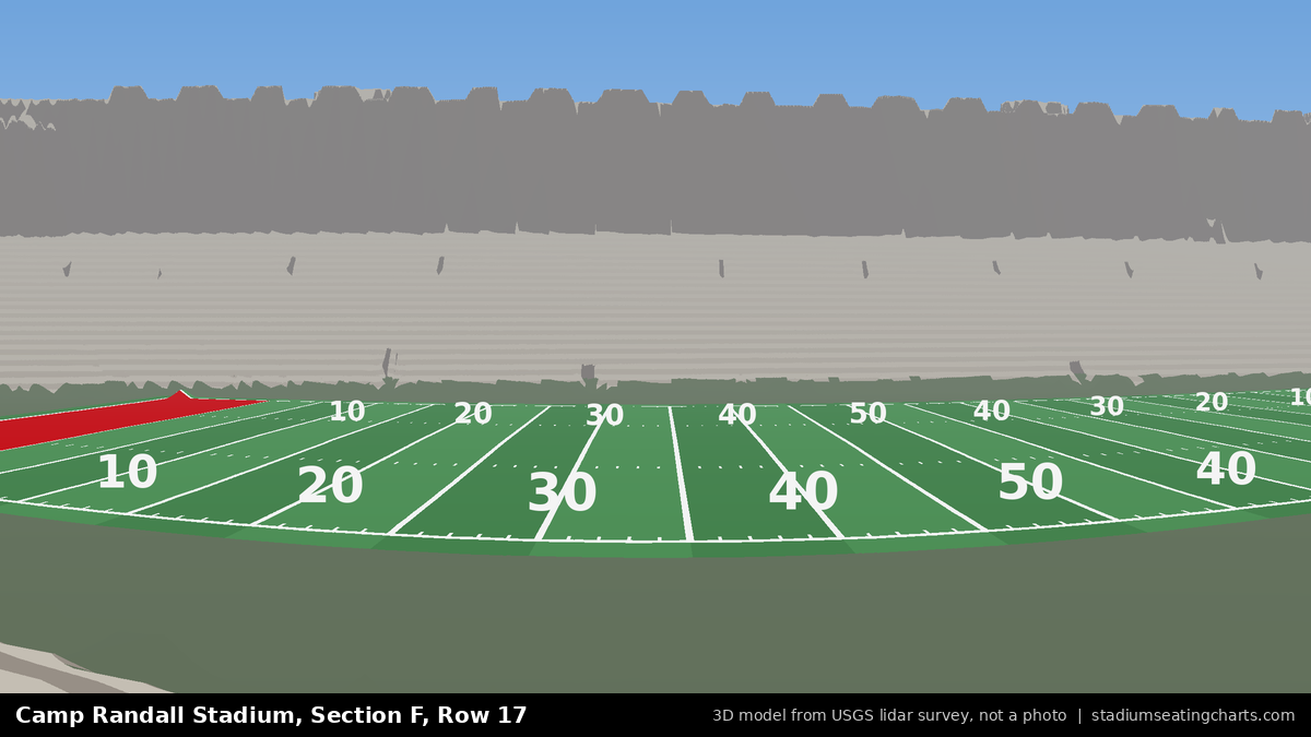 View from Camp Randall Stadium Section F, Row 17, looking toward the field