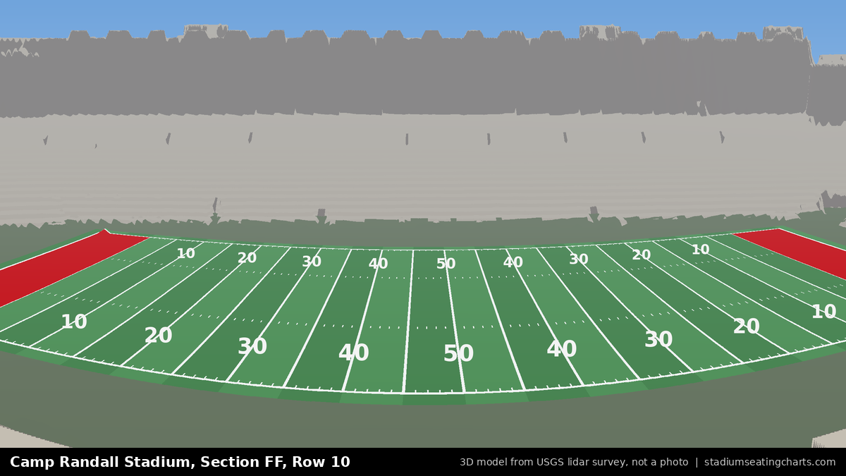 View from Camp Randall Stadium Section FF, Row 10, looking toward the field