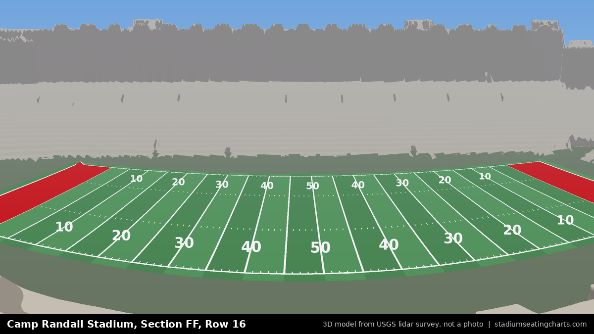View from Camp Randall Stadium Section FF, Row 16, looking toward the field