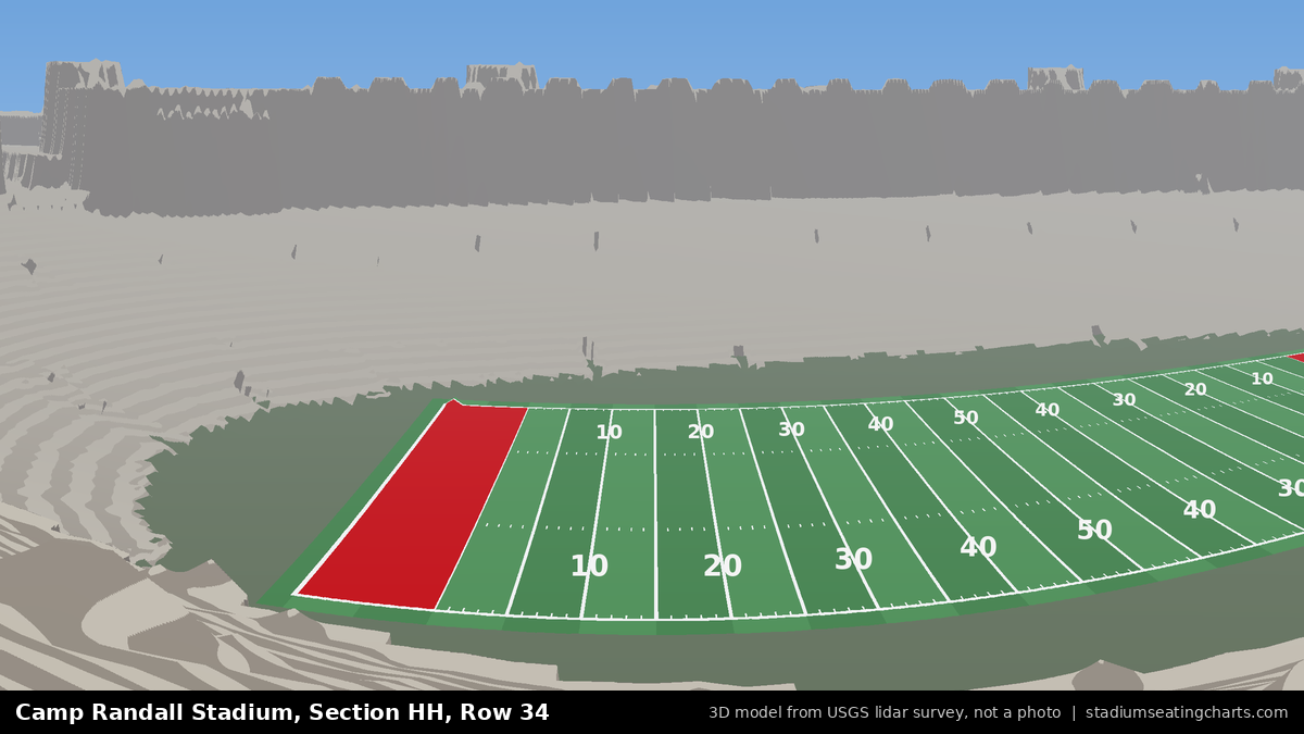 View from Camp Randall Stadium Section HH, Row 34, looking toward the field