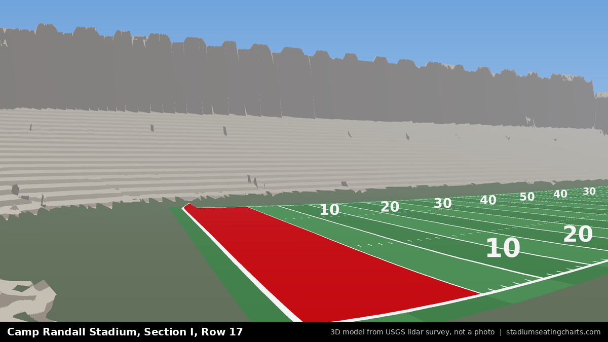 View from Camp Randall Stadium Section I, Row 17, looking toward the field