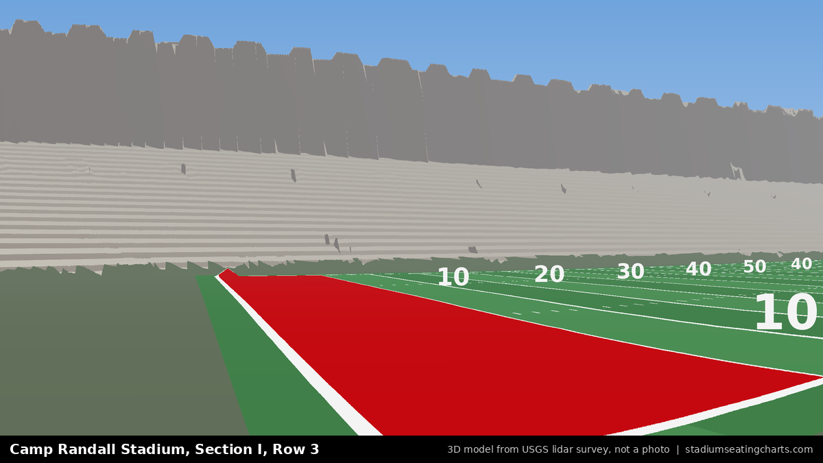 View from Camp Randall Stadium Section I, Row 3, looking toward the field