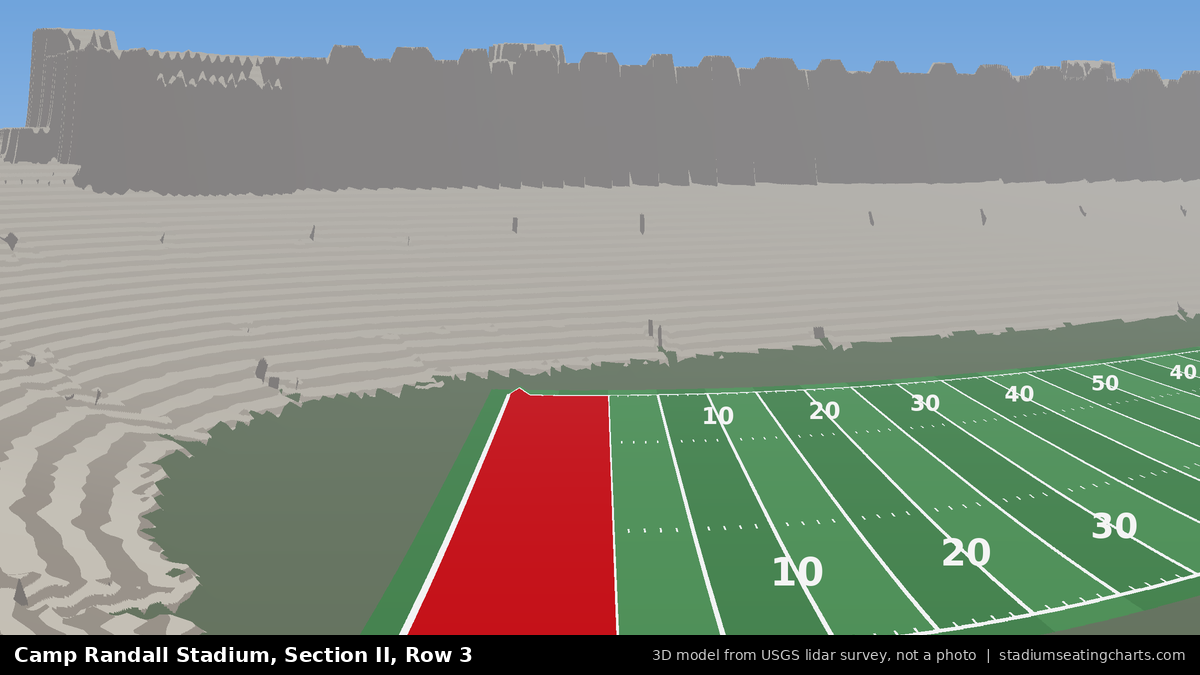 View from Camp Randall Stadium Section II, Row 3, looking toward the field