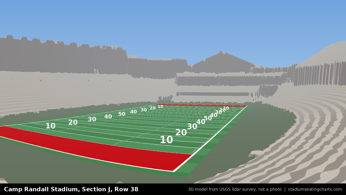 View from Camp Randall Stadium Section J, Row 38, looking toward the field