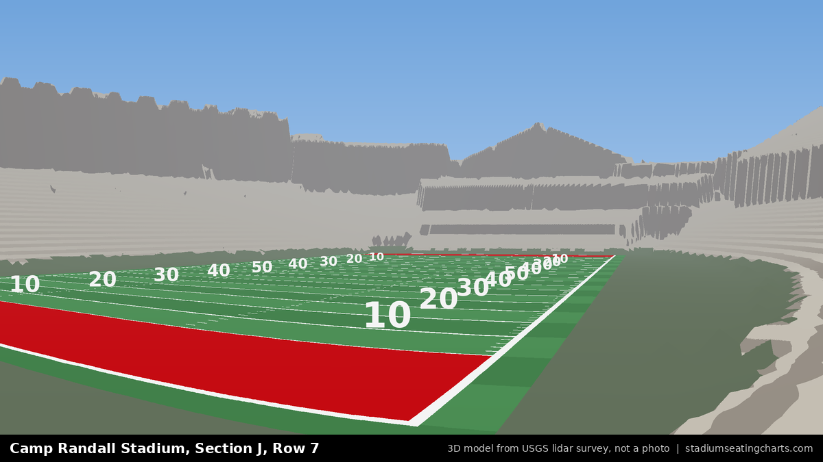 View from Camp Randall Stadium Section J, Row 7, looking toward the field
