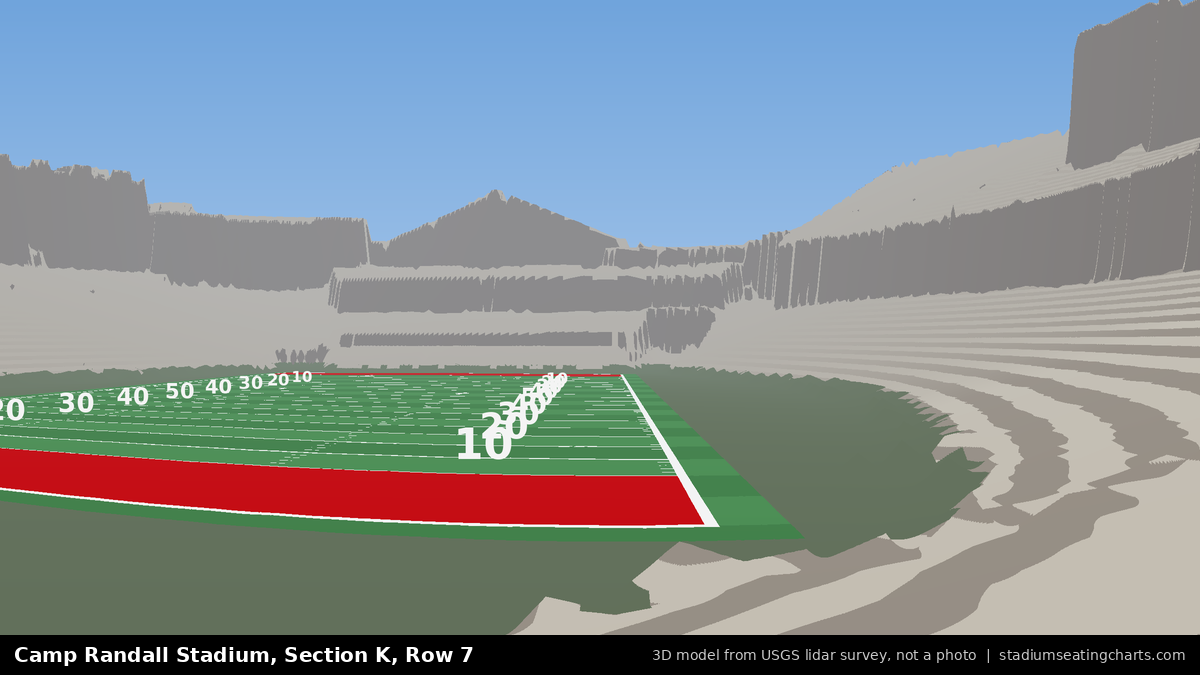 View from Camp Randall Stadium Section K, Row 7, looking toward the field