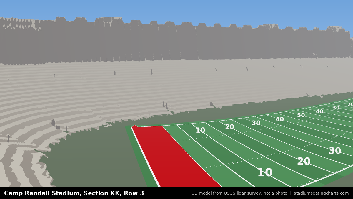 View from Camp Randall Stadium Section KK, Row 3, looking toward the field