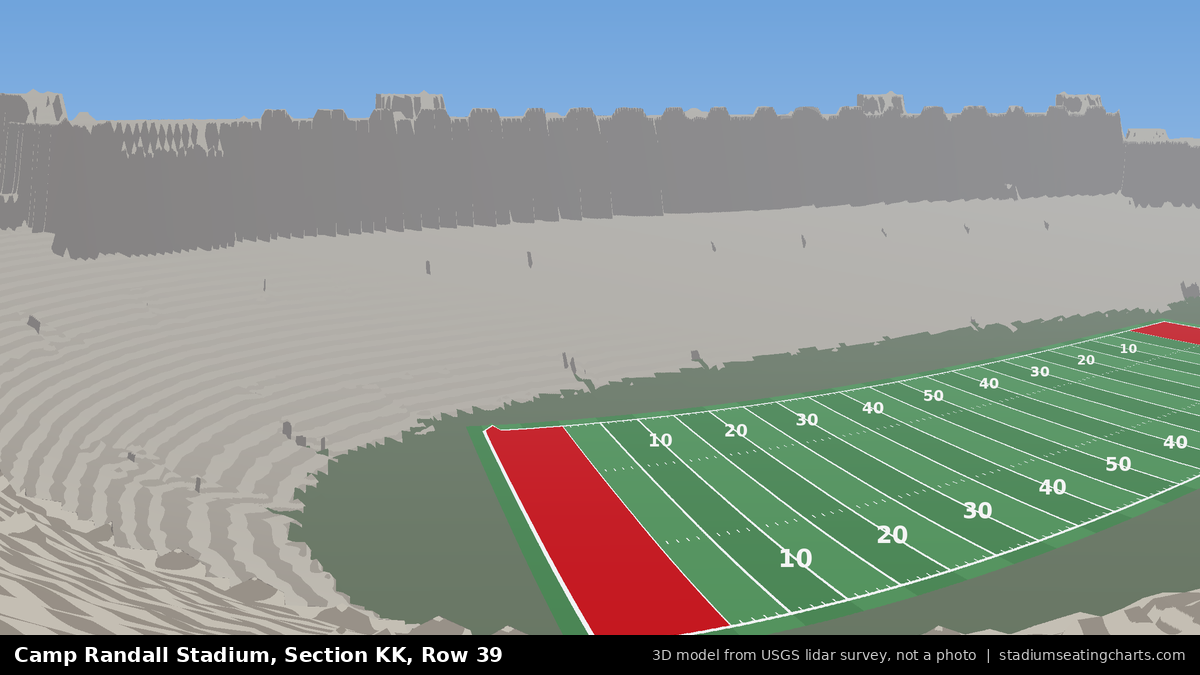 View from Camp Randall Stadium Section KK, Row 39, looking toward the field