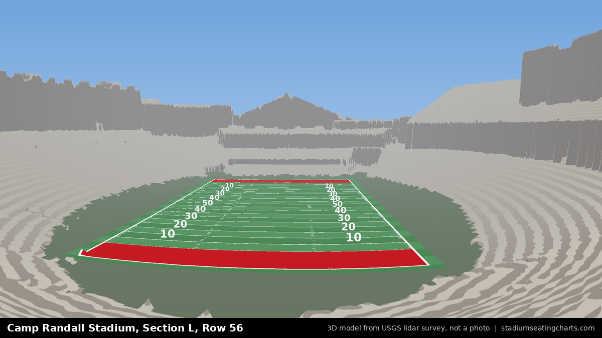 View from Camp Randall Stadium Section L, Row 56, looking toward the field