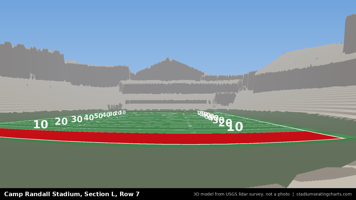 View from Camp Randall Stadium Section L, Row 7, looking toward the field