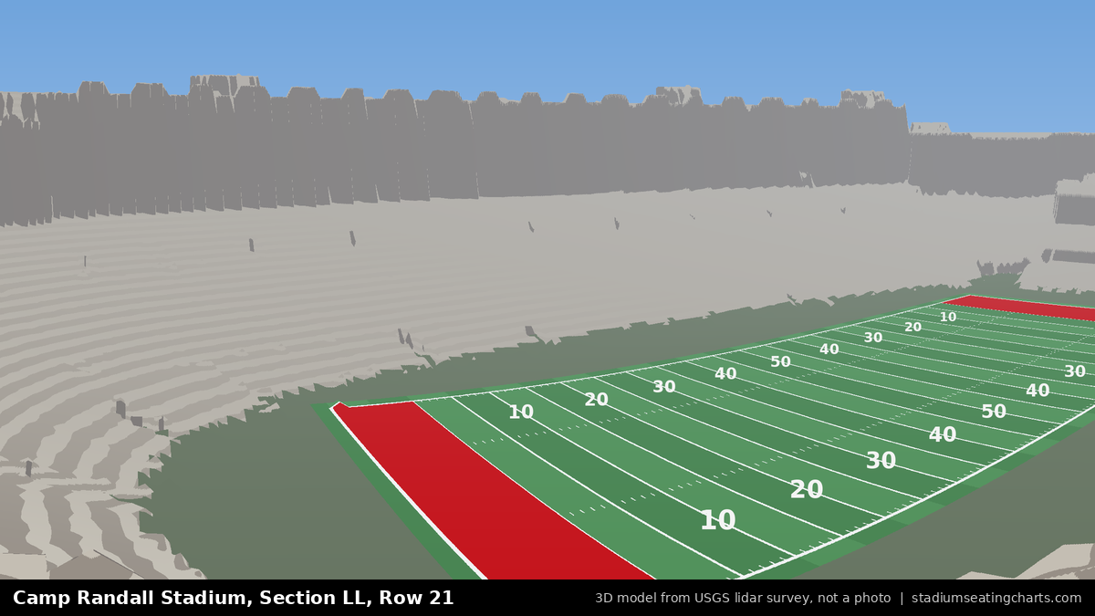 View from Camp Randall Stadium Section LL, Row 21, looking toward the field