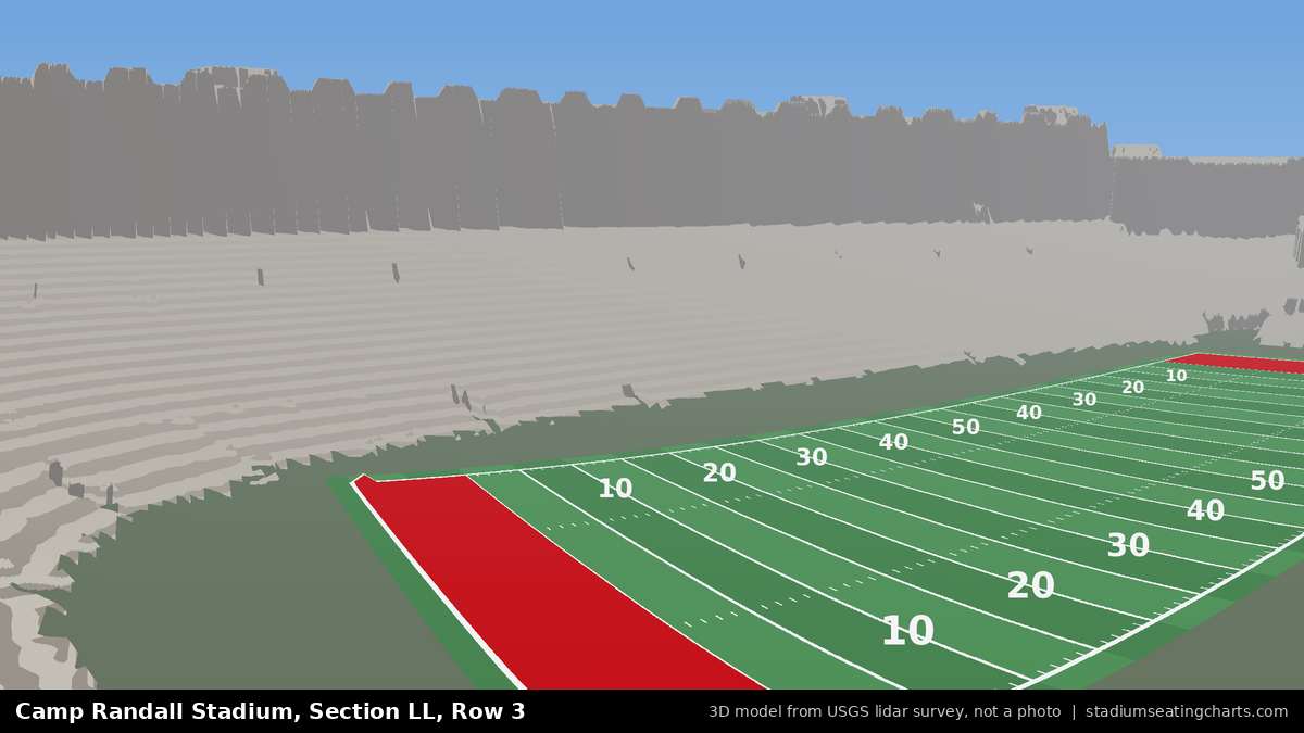 View from Camp Randall Stadium Section LL, Row 3, looking toward the field