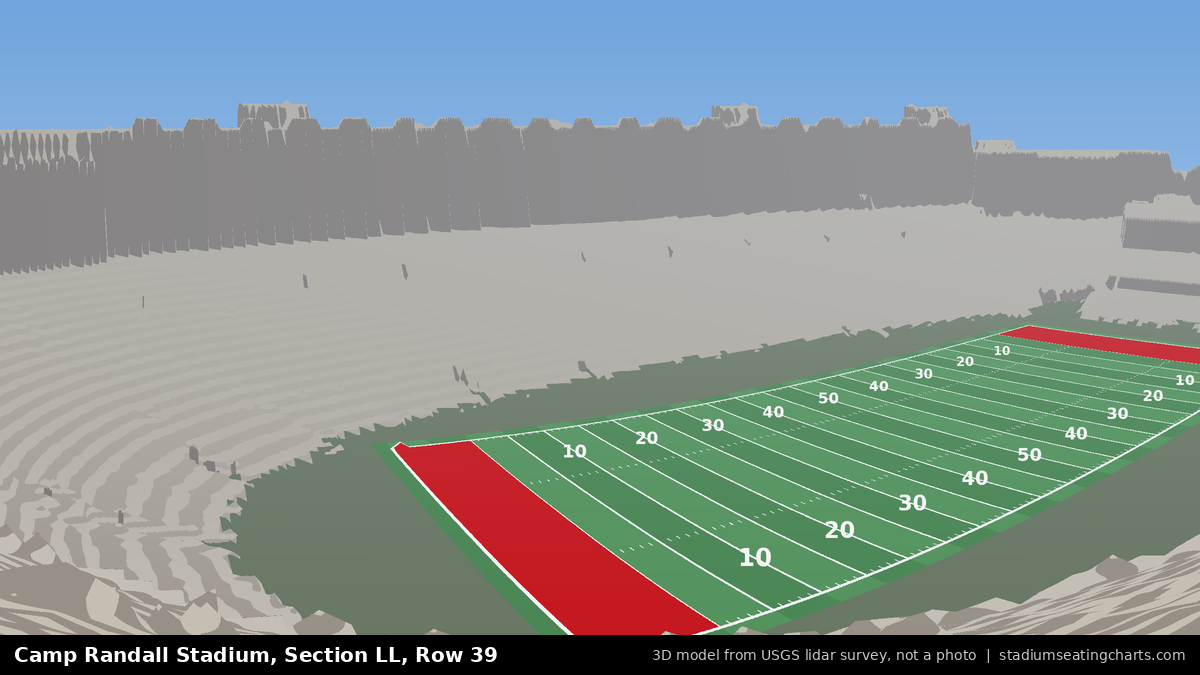View from Camp Randall Stadium Section LL, Row 39, looking toward the field