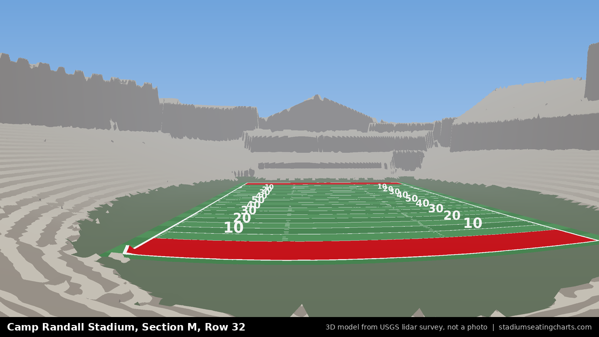 View from Camp Randall Stadium Section M, Row 32, looking toward the field