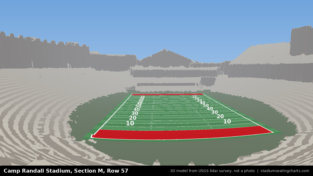 View from Camp Randall Stadium Section M, Row 57, looking toward the field