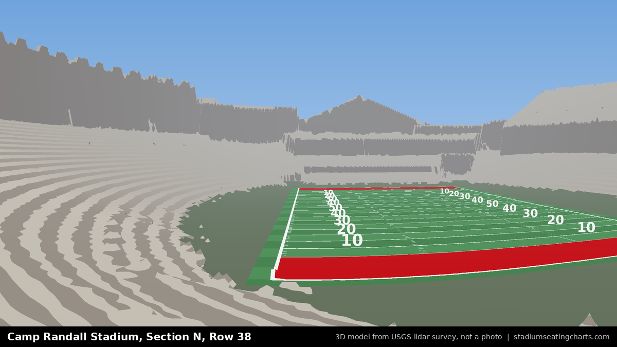 View from Camp Randall Stadium Section N, Row 38, looking toward the field