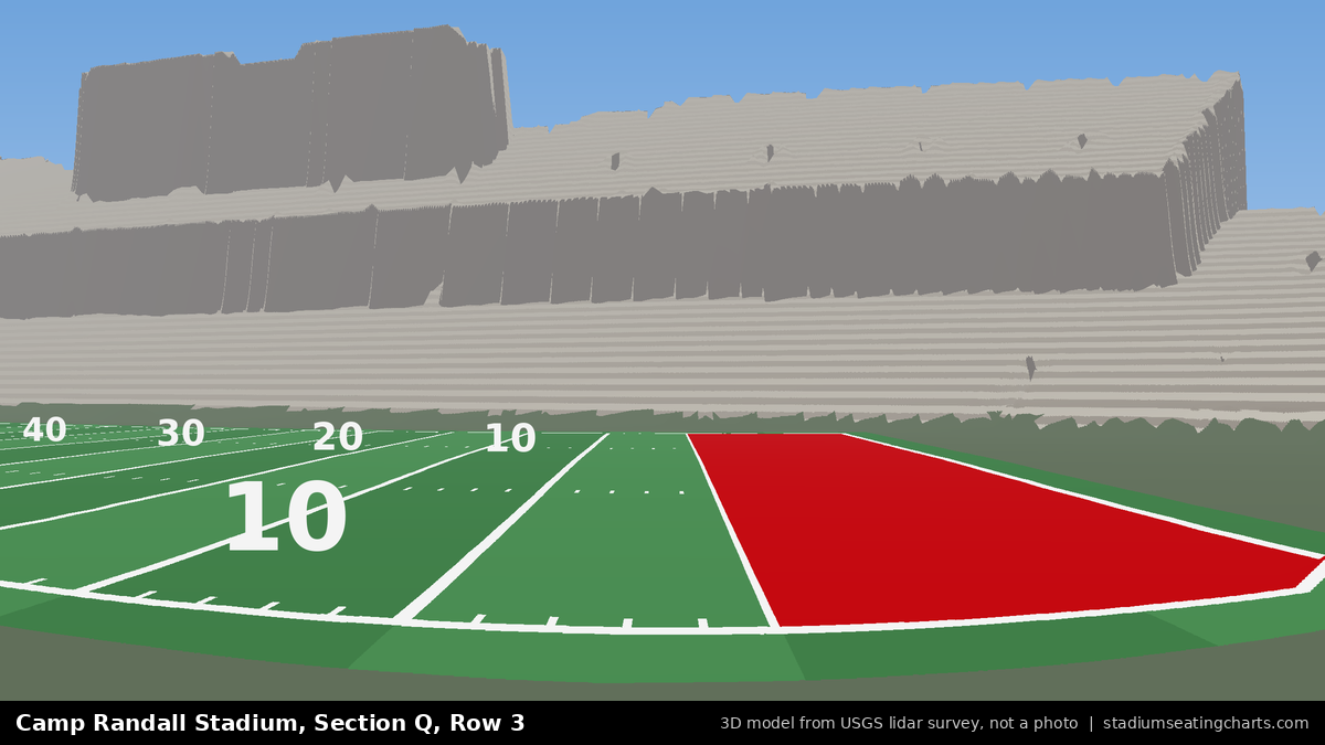 View from Camp Randall Stadium Section Q, Row 3, looking toward the field
