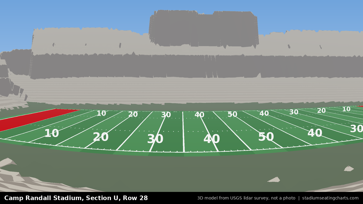 View from Camp Randall Stadium Section U, Row 28, looking toward the field