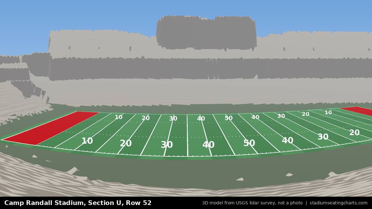 View from Camp Randall Stadium Section U, Row 52, looking toward the field