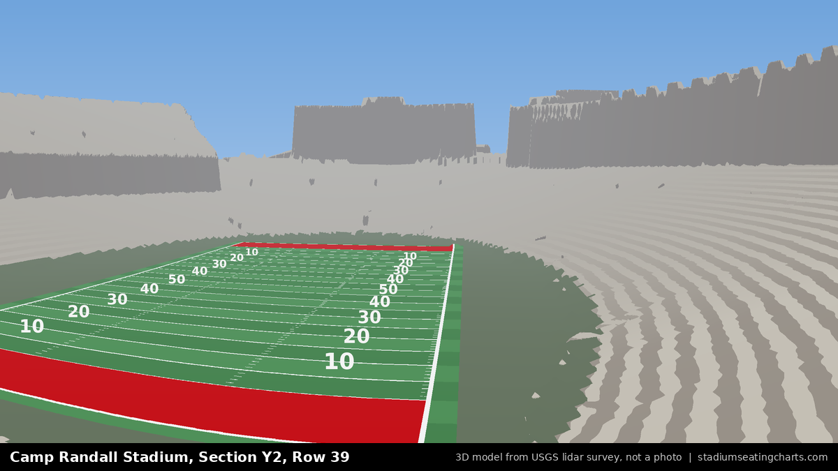 View from Camp Randall Stadium Section Y2, Row 39, looking toward the field