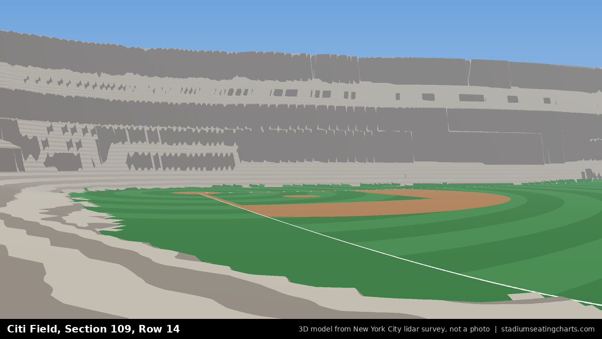 View from Citi Field Section 109, Row 14, looking toward the pitcher's mound