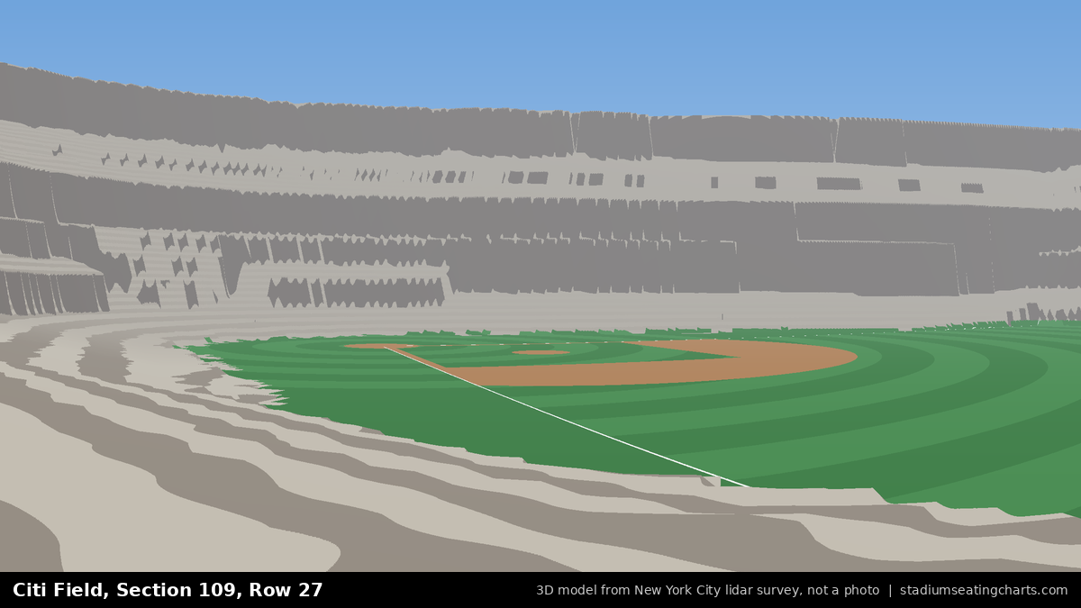 View from Citi Field Section 109, Row 27, looking toward the pitcher's mound