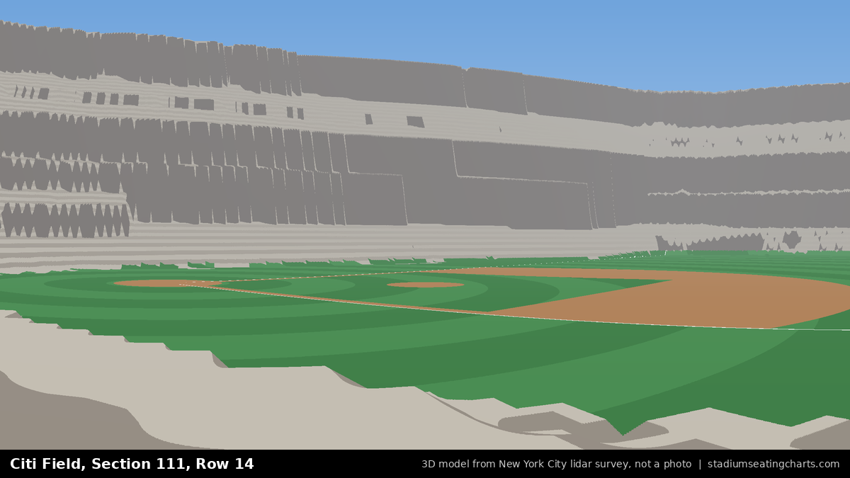 View from Citi Field Section 111, Row 14, looking toward the pitcher's mound
