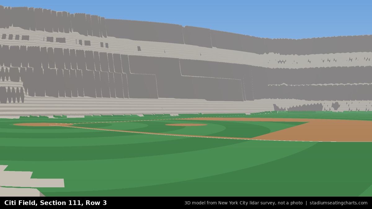 View from Citi Field Section 111, Row 3, looking toward the pitcher's mound