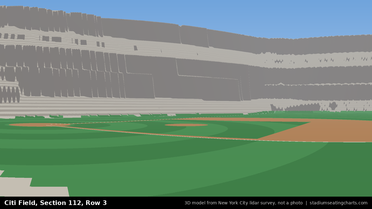 View from Citi Field Section 112, Row 3, looking toward the pitcher's mound