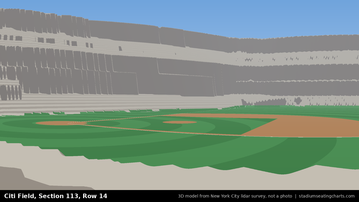 View from Citi Field Section 113, Row 14, looking toward the pitcher's mound