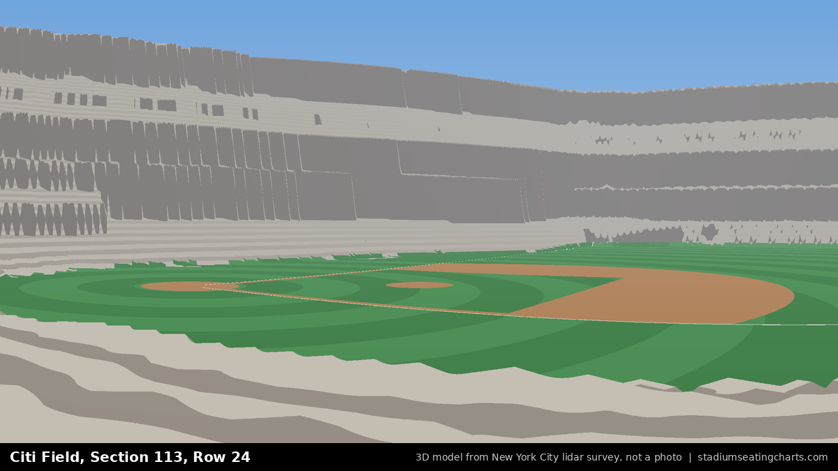 View from Citi Field Section 113, Row 24, looking toward the pitcher's mound