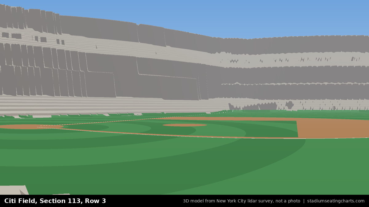 View from Citi Field Section 113, Row 3, looking toward the pitcher's mound