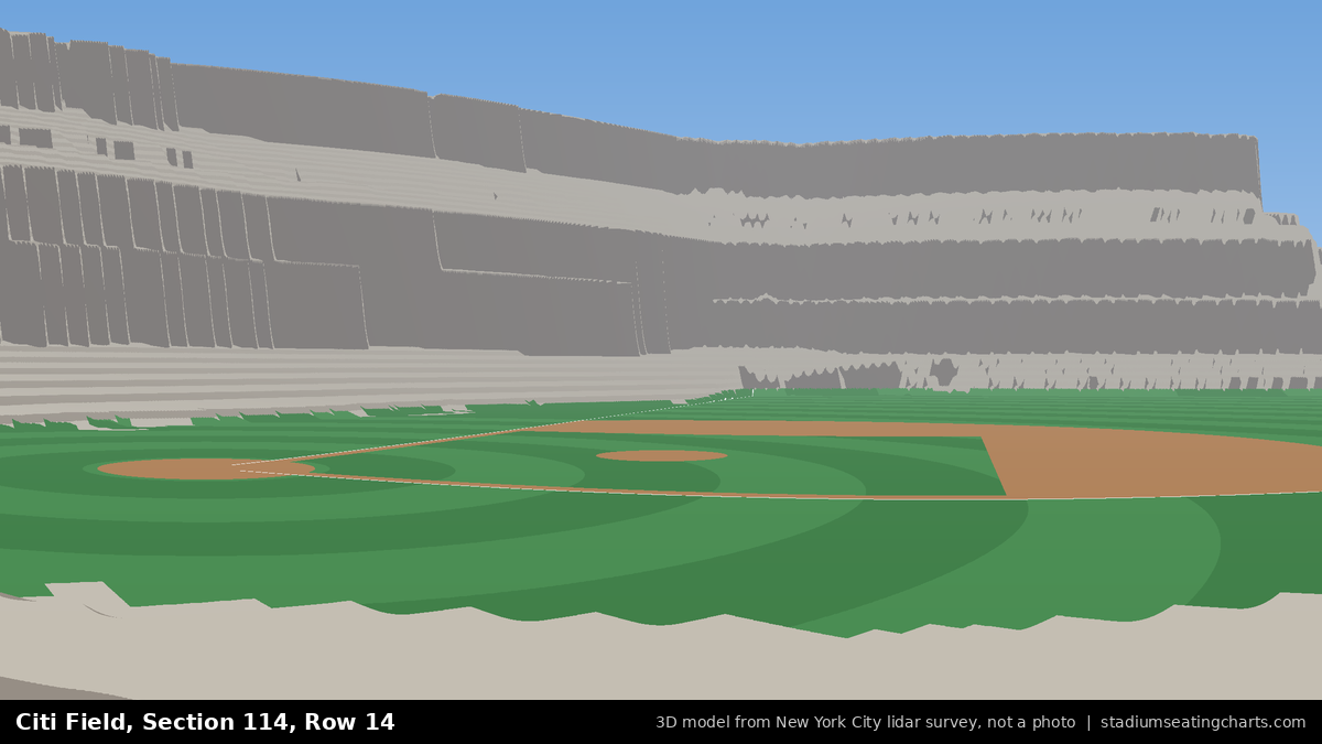 View from Citi Field Section 114, Row 14, looking toward the pitcher's mound