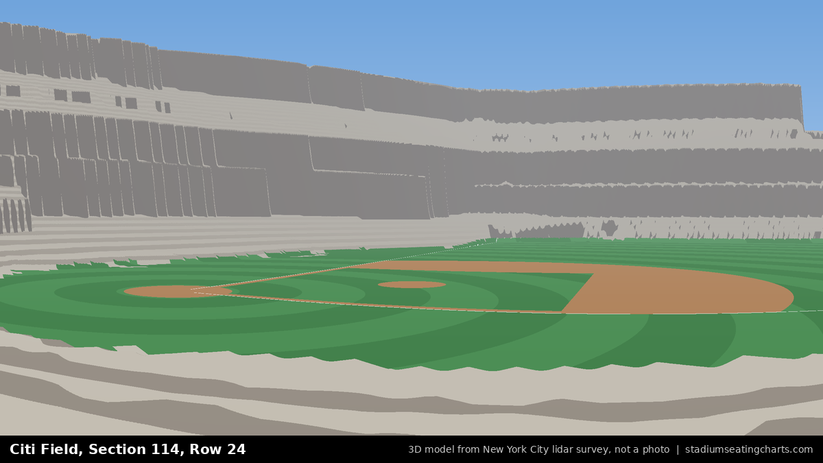 View from Citi Field Section 114, Row 24, looking toward the pitcher's mound