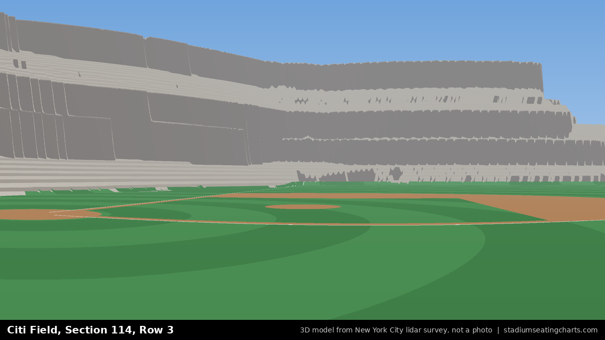 View from Citi Field Section 114, Row 3, looking toward the pitcher's mound