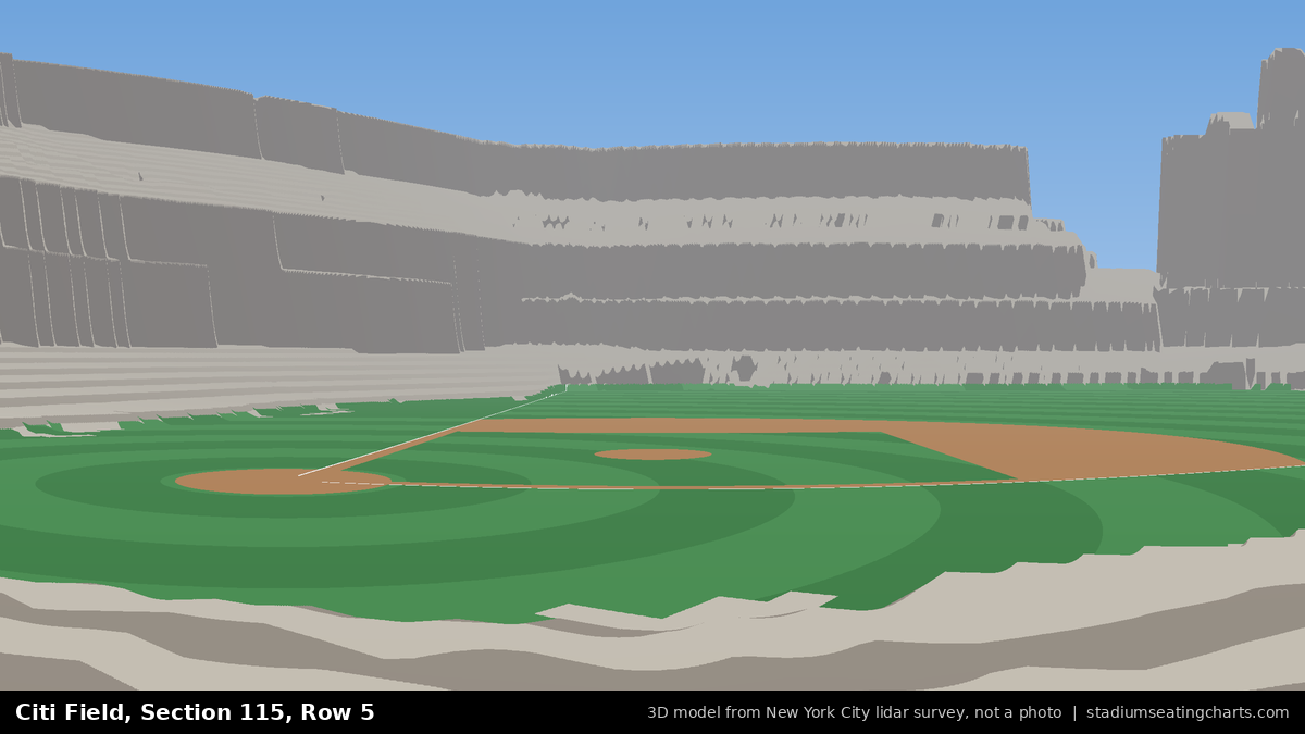 View from Citi Field Section 115, Row 5, looking toward the pitcher's mound