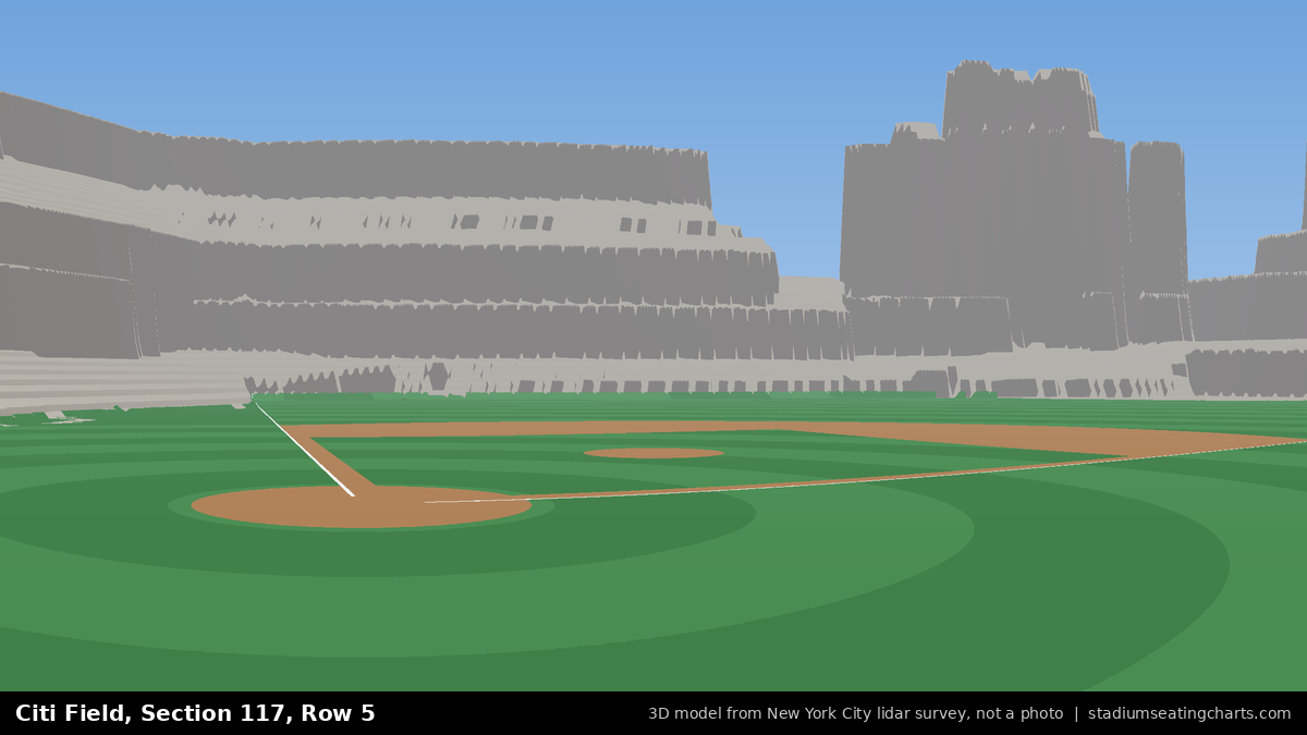 View from Citi Field Section 117, Row 5, looking toward the pitcher's mound