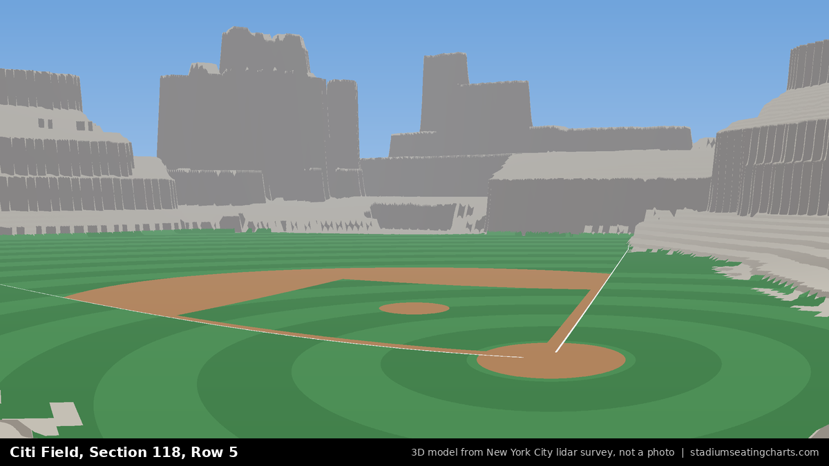 View from Citi Field Section 118, Row 5, looking toward the pitcher's mound