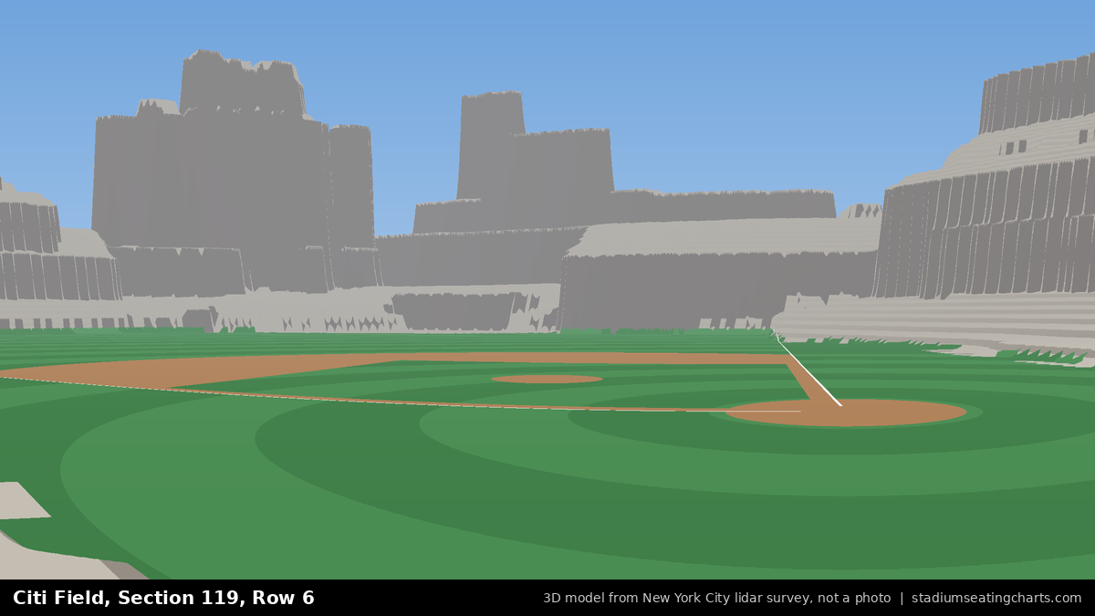 View from Citi Field Section 119, Row 6, looking toward the pitcher's mound