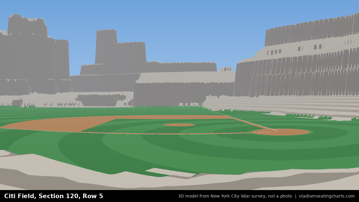View from Citi Field Section 120, Row 5, looking toward the pitcher's mound