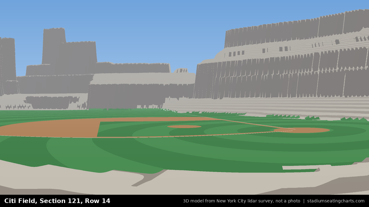 View from Citi Field Section 121, Row 14, looking toward the pitcher's mound