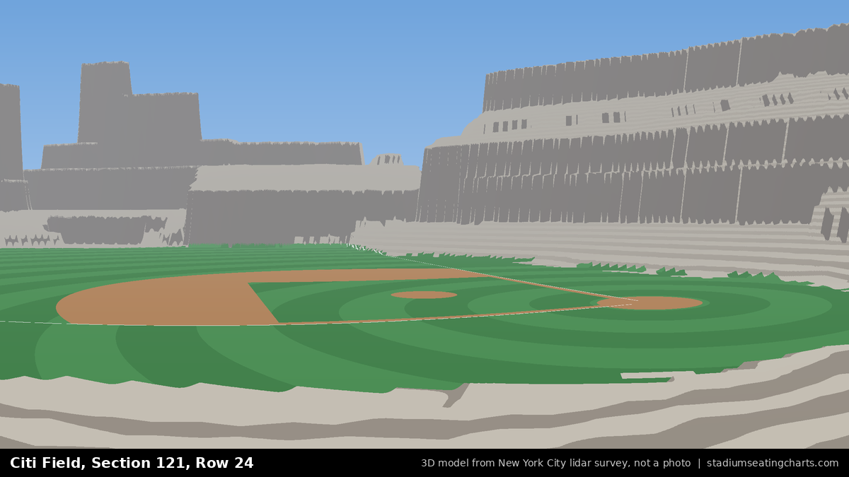 View from Citi Field Section 121, Row 24, looking toward the pitcher's mound