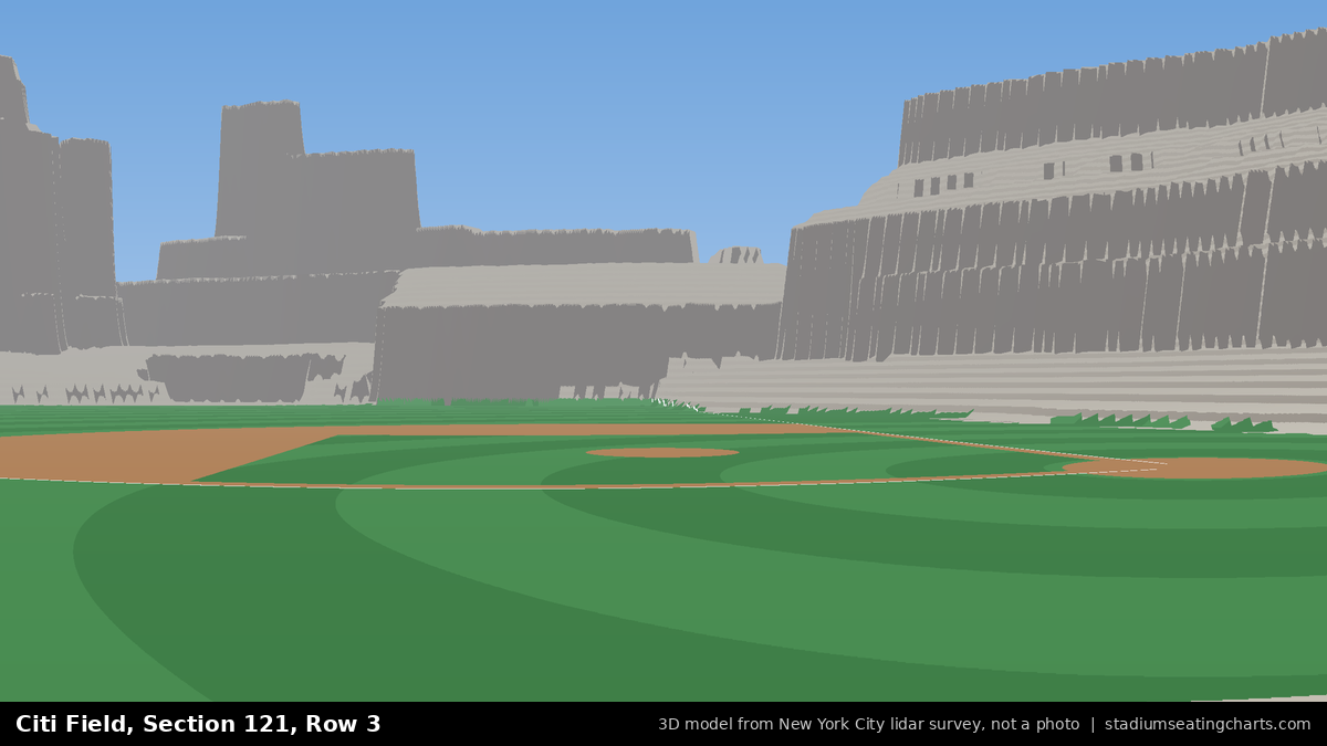 View from Citi Field Section 121, Row 3, looking toward the pitcher's mound