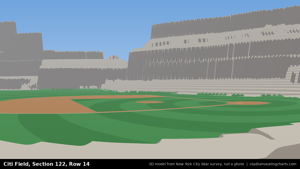 View from Citi Field Section 122, Row 14, looking toward the pitcher's mound