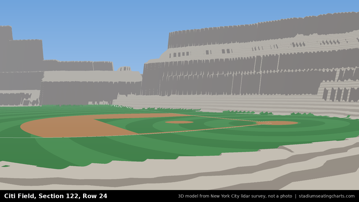 View from Citi Field Section 122, Row 24, looking toward the pitcher's mound